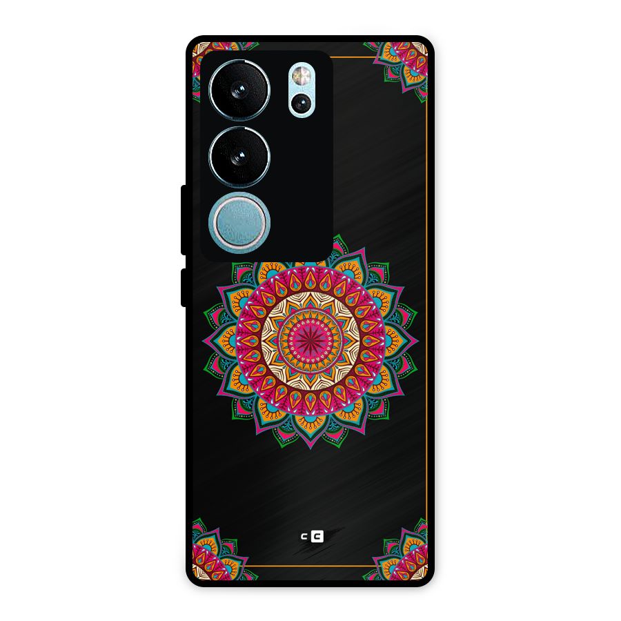 Amazing Mandala Art Metal Back Case for Vivo V29 Pro