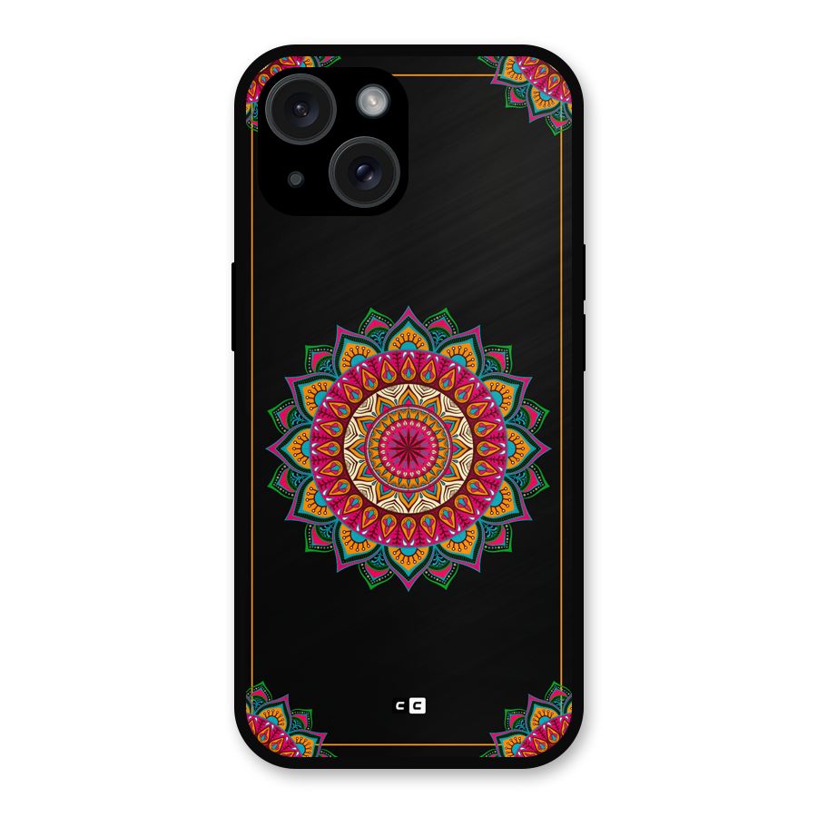 Amazing Mandala Art Metal Back Case for iPhone 15