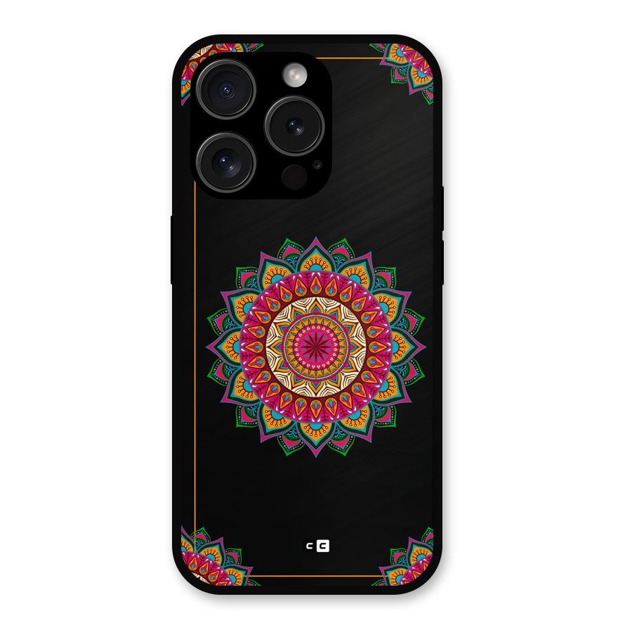 Amazing Mandala Art Metal Back Case for iPhone 15 Pro