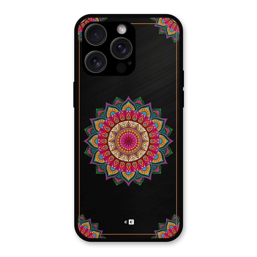 Amazing Mandala Art Metal Back Case for iPhone 15 Pro Max