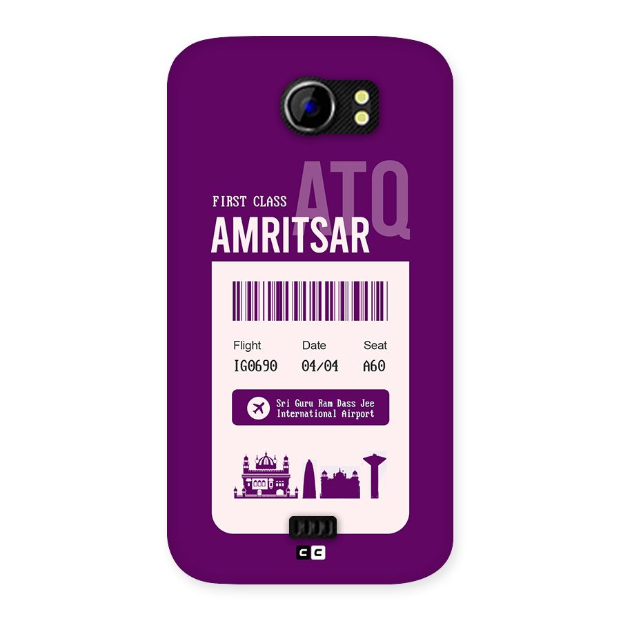 Amritsar Boarding Pass Back Case for Canvas 2 A110