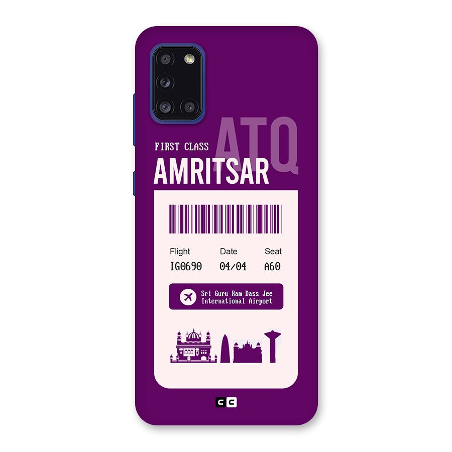 Amritsar Boarding Pass Back Case for Galaxy A31