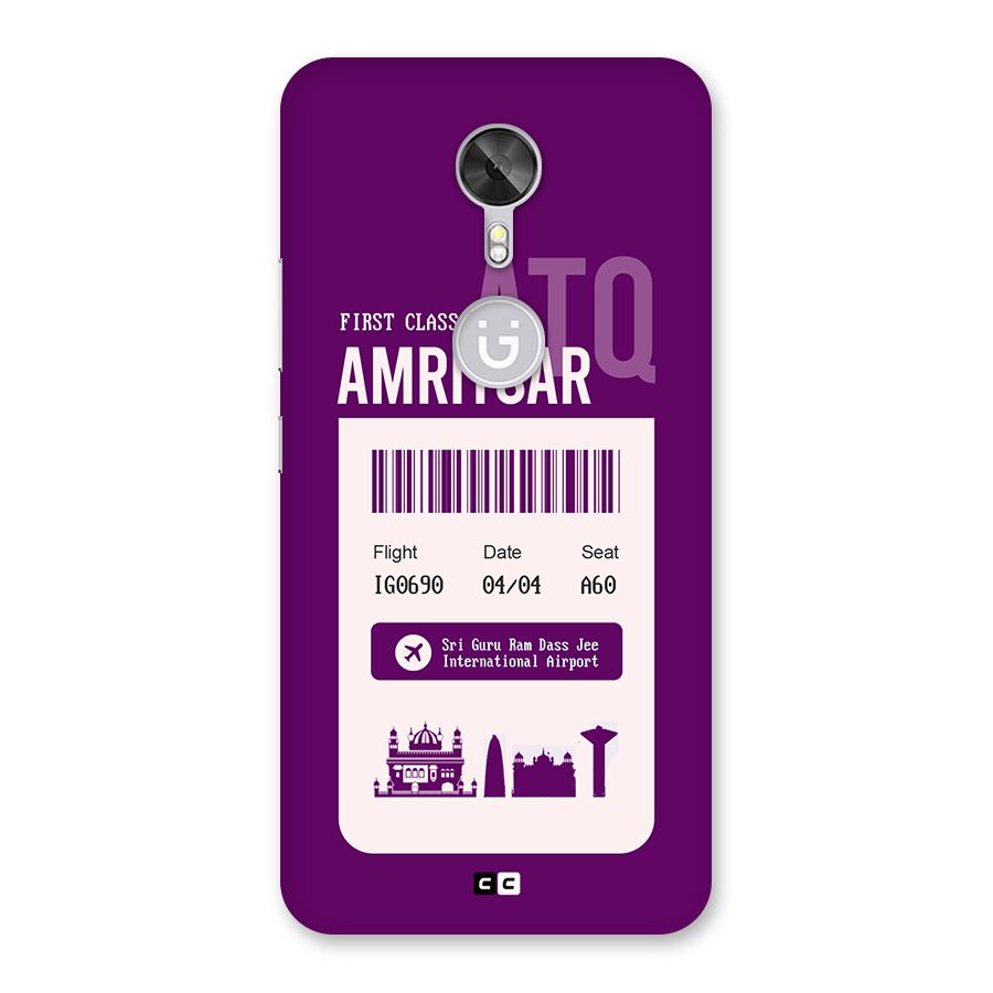 Amritsar Boarding Pass Back Case for Gionee A1