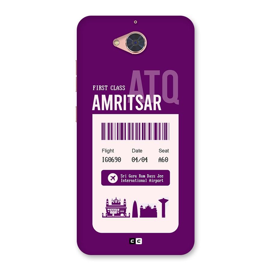 Amritsar Boarding Pass Back Case for Gionee S6 Pro