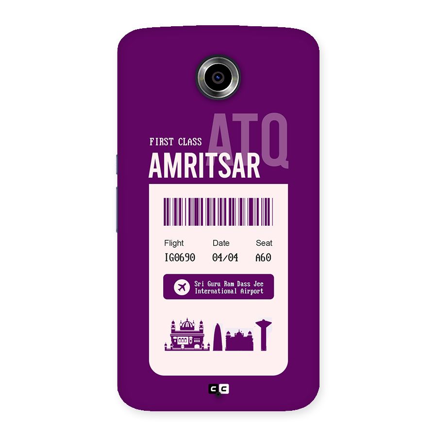 Amritsar Boarding Pass Back Case for Google Nexus 6