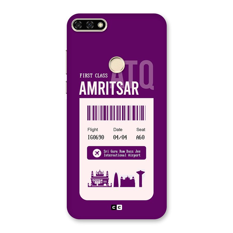 Amritsar Boarding Pass Back Case for Honor 7A