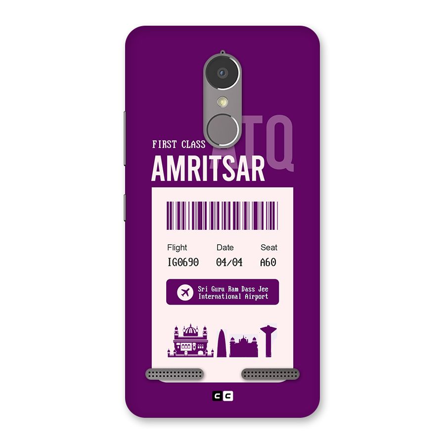 Amritsar Boarding Pass Back Case for Lenovo K6