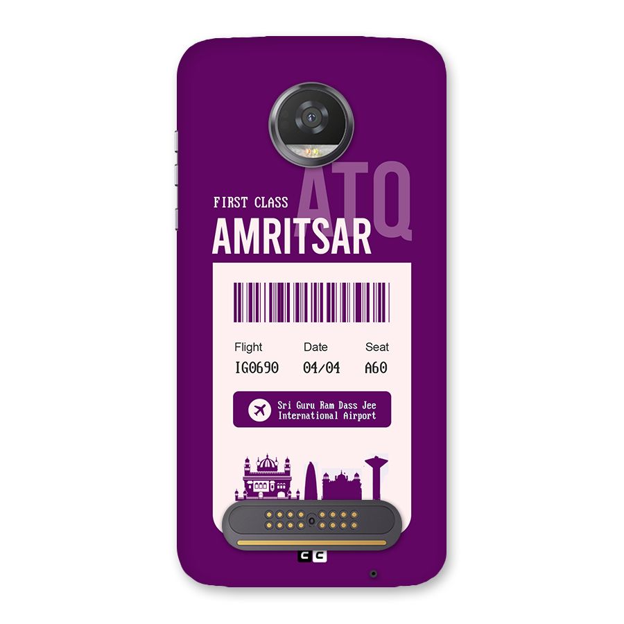 Amritsar Boarding Pass Back Case for Moto Z2 Play