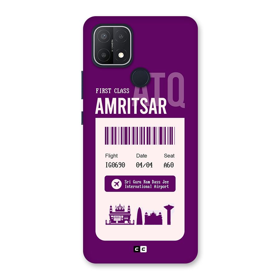 Amritsar Boarding Pass Back Case for Oppo A15