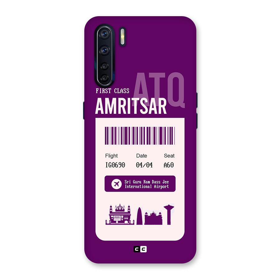 Amritsar Boarding Pass Back Case for Oppo F15