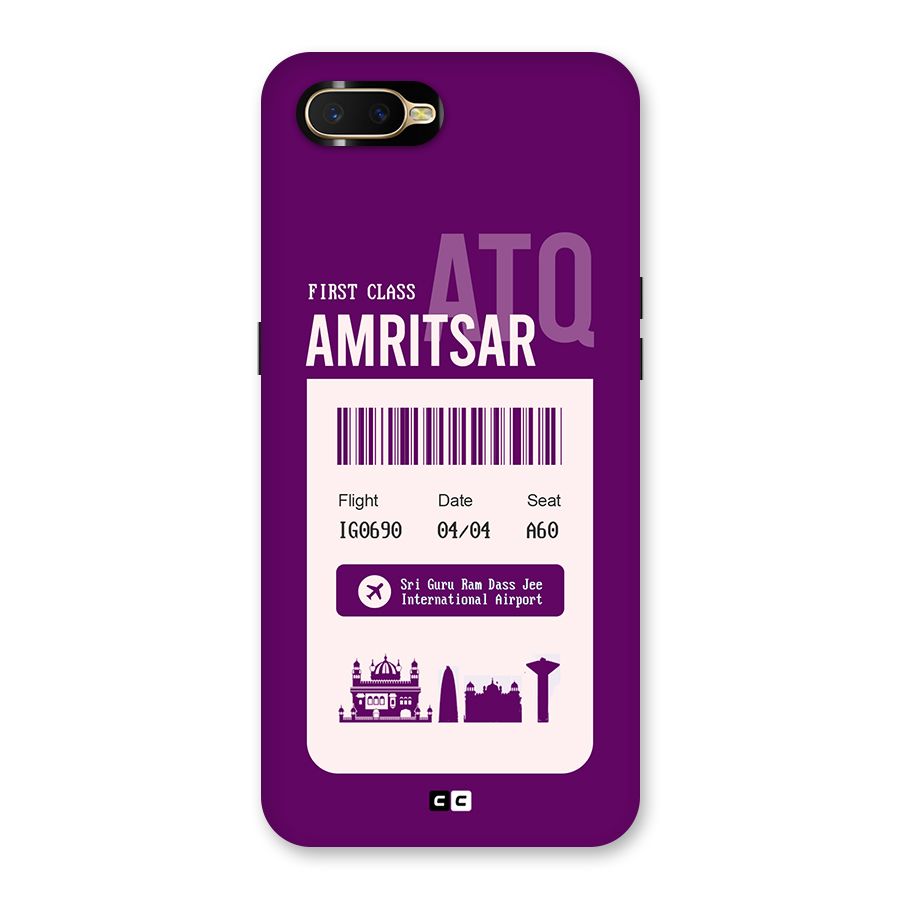 Amritsar Boarding Pass Back Case for Oppo K1