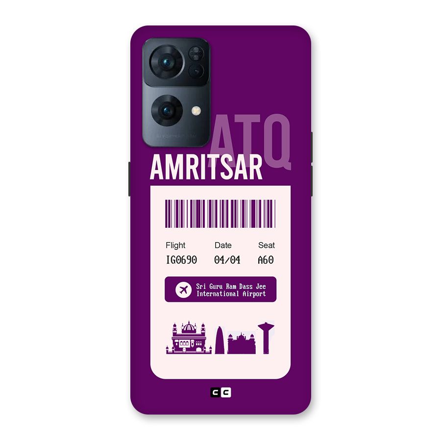 Amritsar Boarding Pass Back Case for Oppo Reno7 Pro 5G