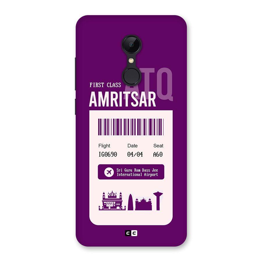 Amritsar Boarding Pass Back Case for Redmi 5