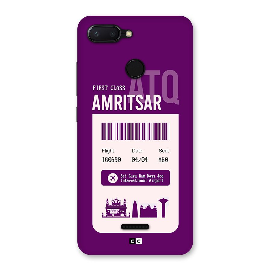 Amritsar Boarding Pass Back Case for Redmi 6