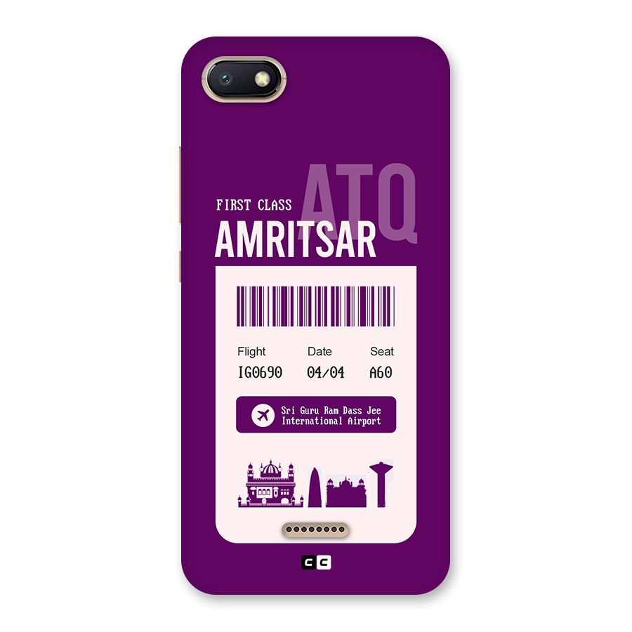 Amritsar Boarding Pass Back Case for Redmi 6A