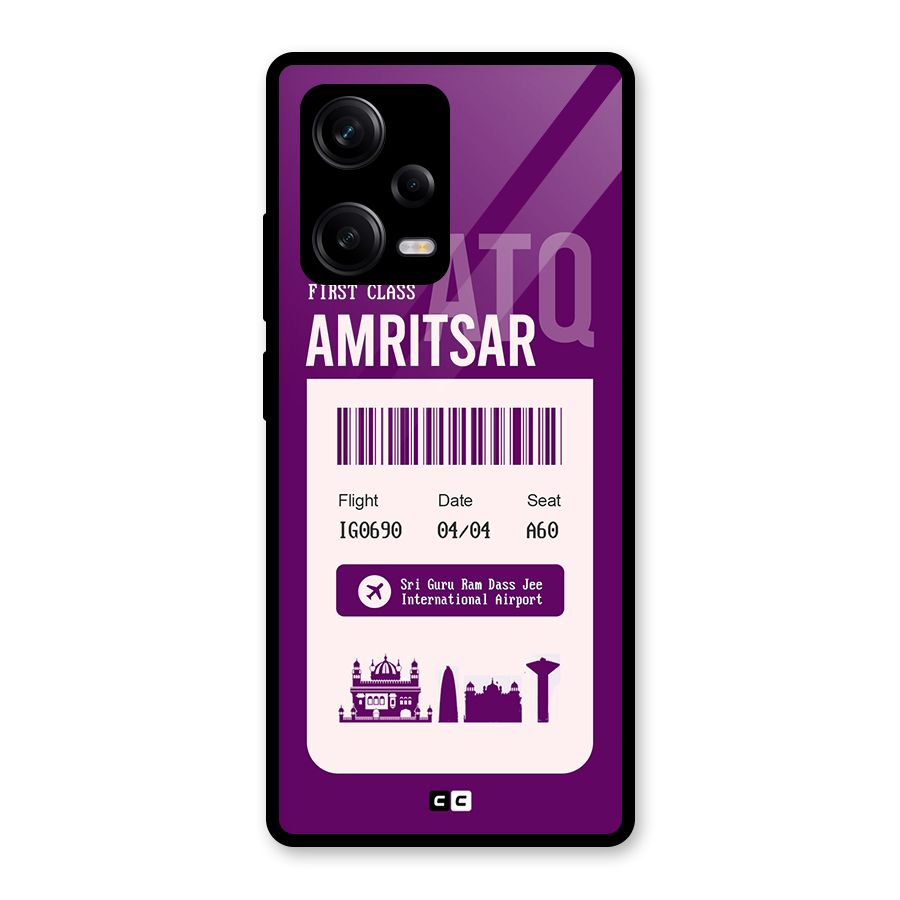 Amritsar Boarding Pass Glass Back Case for Redmi Note 12 Pro