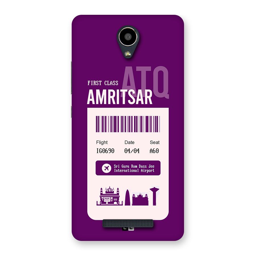 Amritsar Boarding Pass Back Case for Redmi Note 2