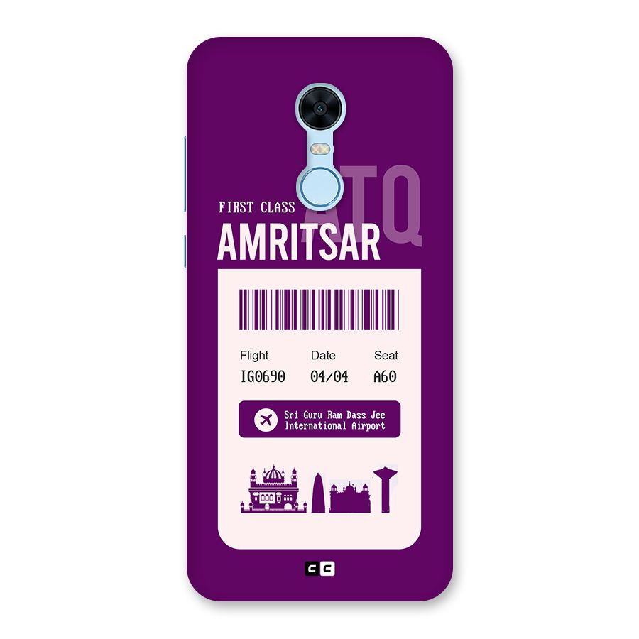 Amritsar Boarding Pass Back Case for Redmi Note 5