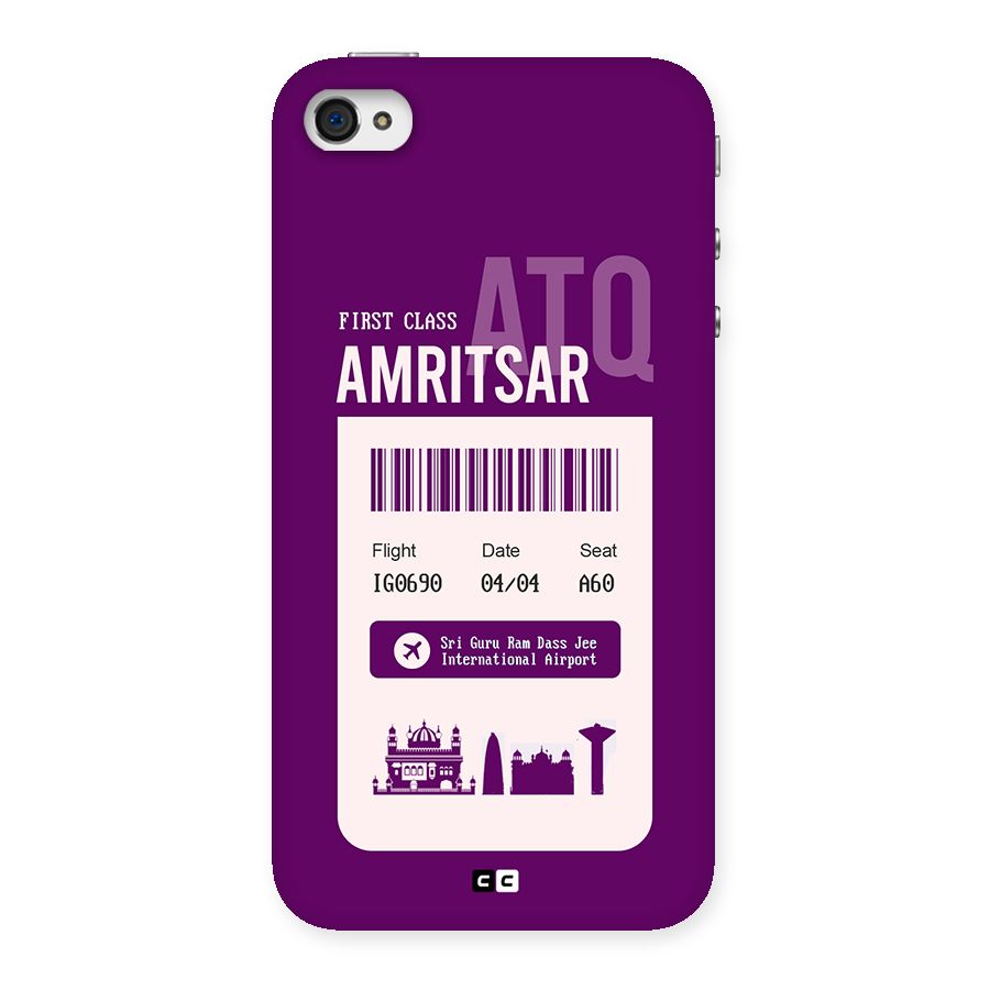 Amritsar Boarding Pass Back Case for iPhone 4 4s