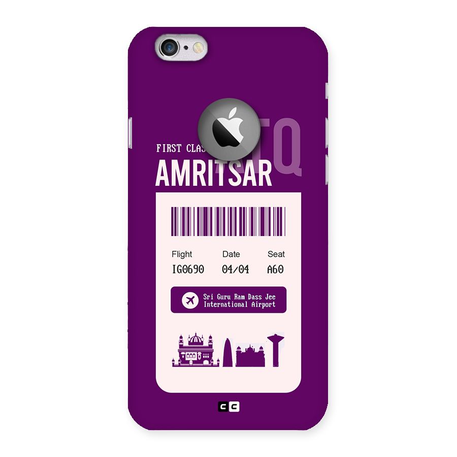 Amritsar Boarding Pass Back Case for iPhone 6 Logo Cut