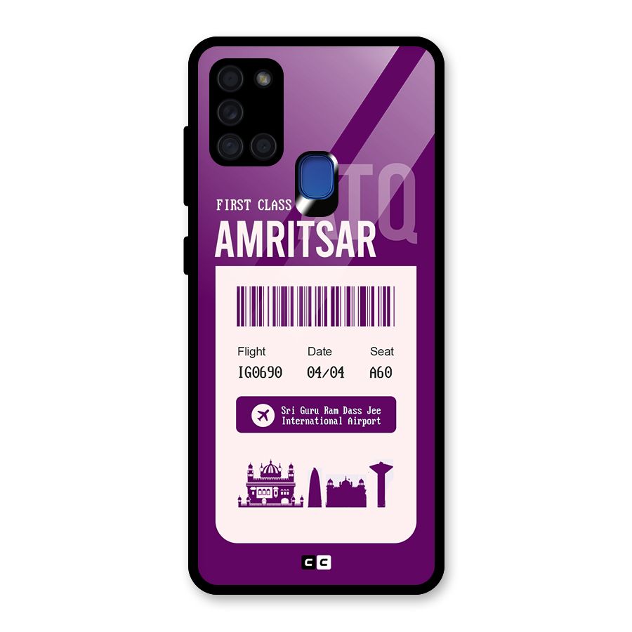 Amritsar Boarding Pass Glass Back Case for Galaxy A21s