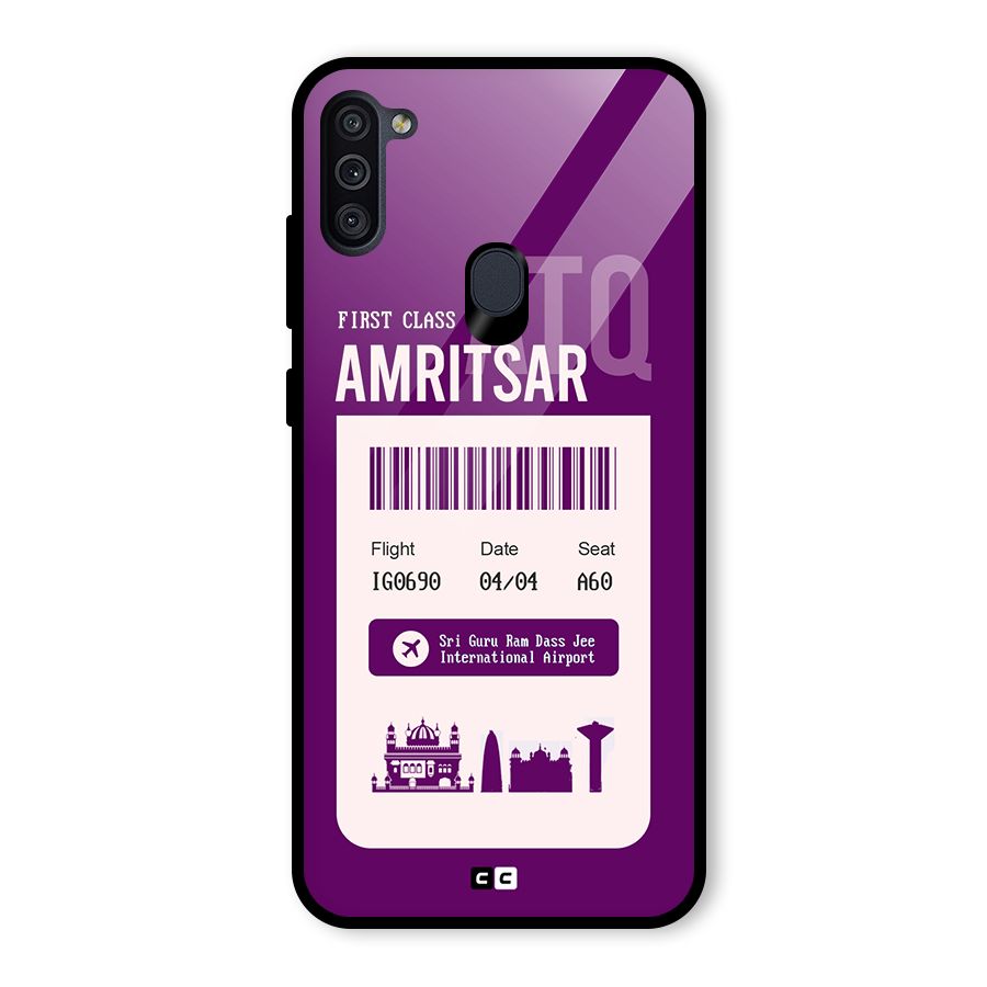 Amritsar Boarding Pass Glass Back Case for Galaxy M11