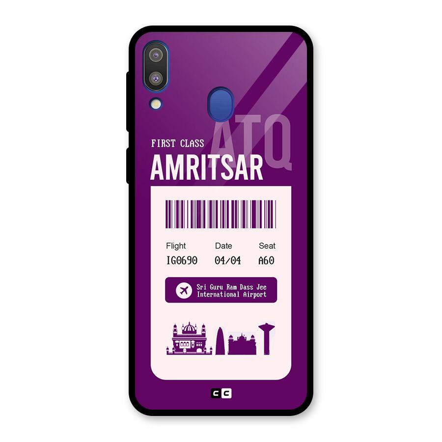 Amritsar Boarding Pass Glass Back Case for Galaxy M20