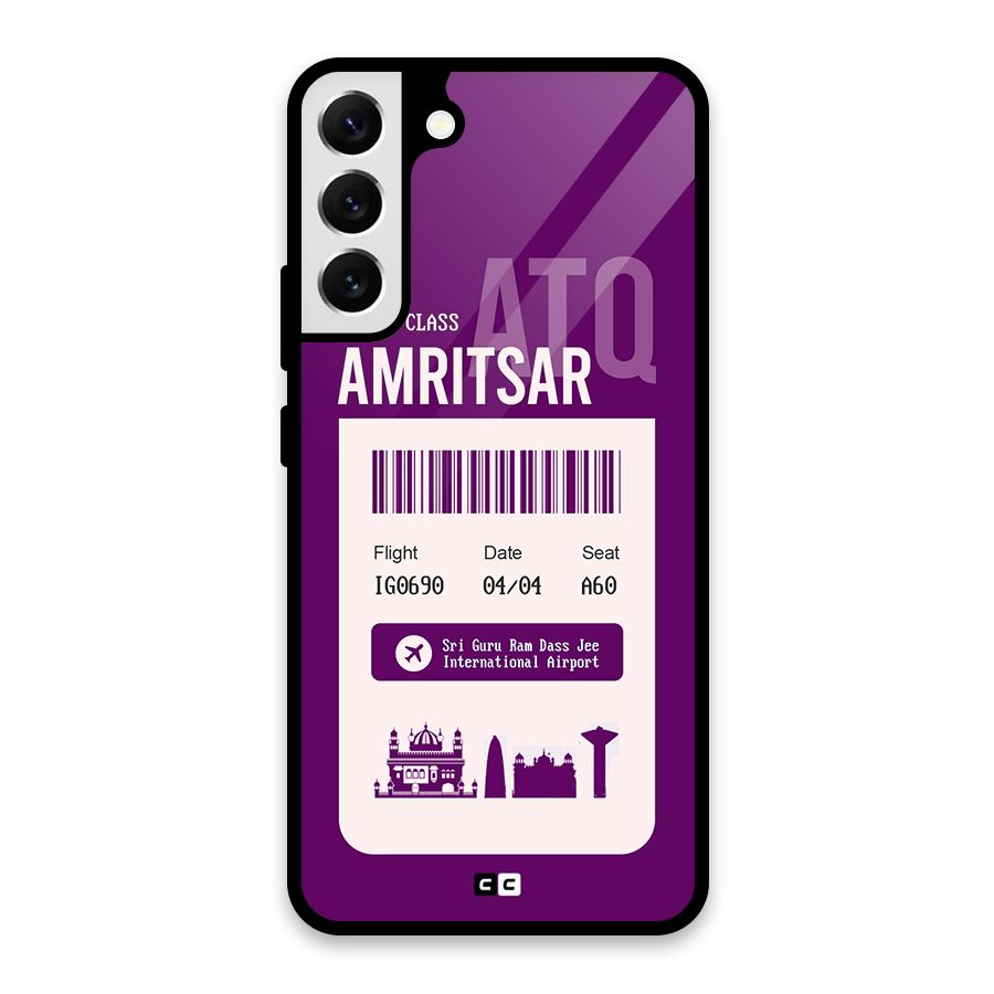 Amritsar Boarding Pass Glass Back Case for Galaxy S22 Plus 5G