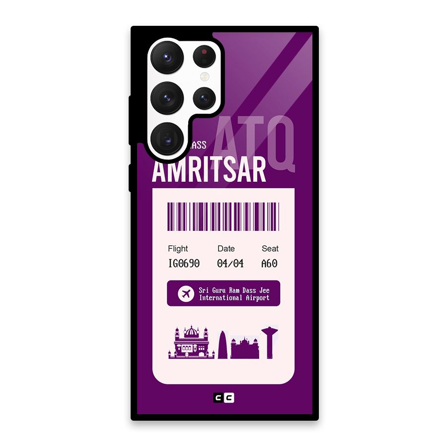 Amritsar Boarding Pass Glass Back Case for Galaxy S22 Ultra 5G