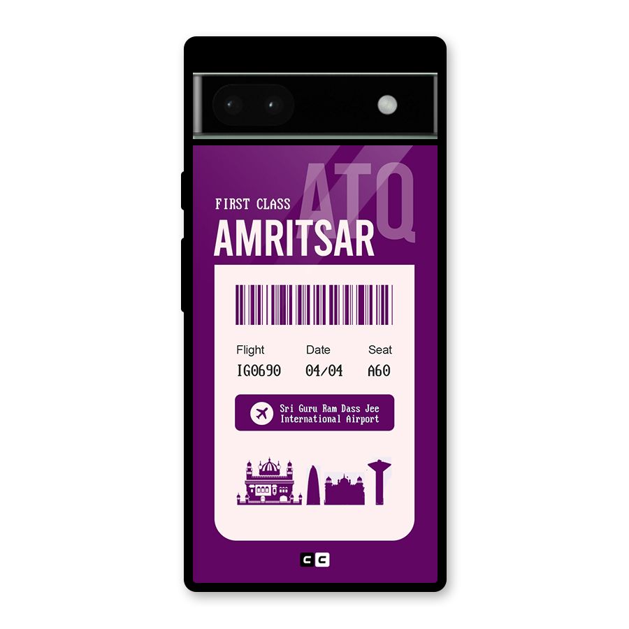 Amritsar Boarding Pass Glass Back Case for Google Pixel 6a
