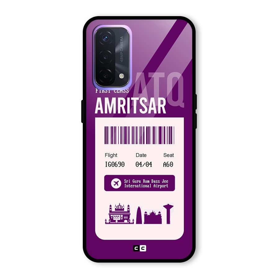 Amritsar Boarding Pass Glass Back Case for Oppo A74 5G
