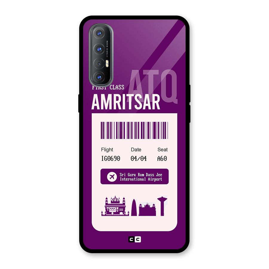 Amritsar Boarding Pass Glass Back Case for Oppo Reno3 Pro