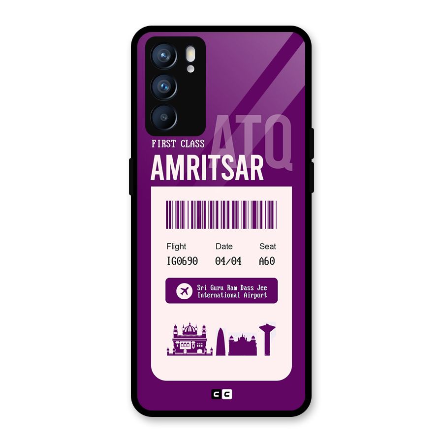 Amritsar Boarding Pass Glass Back Case for Oppo Reno6 5G