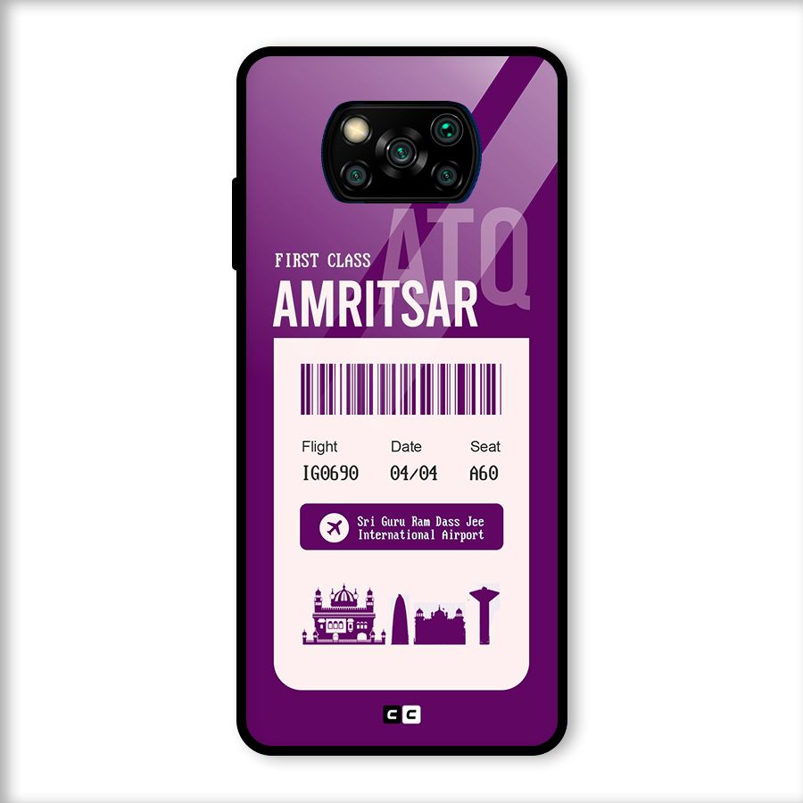 Amritsar Boarding Pass Glass Back Case for Poco X3