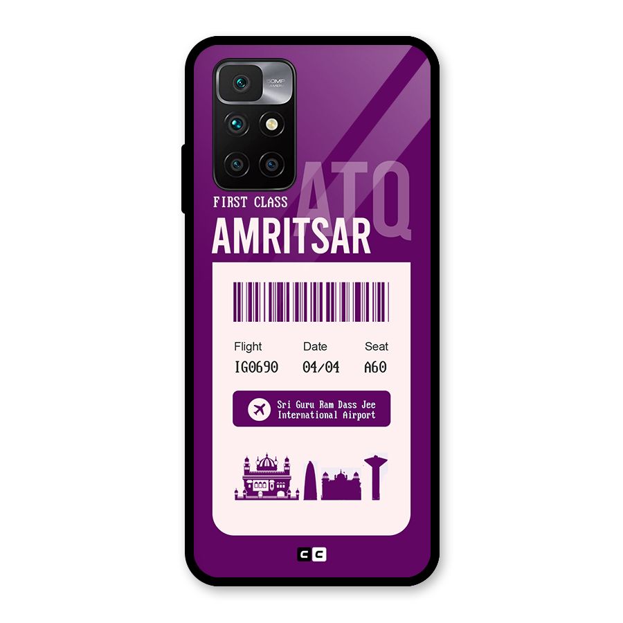Amritsar Boarding Pass Glass Back Case for Redmi 10 Prime