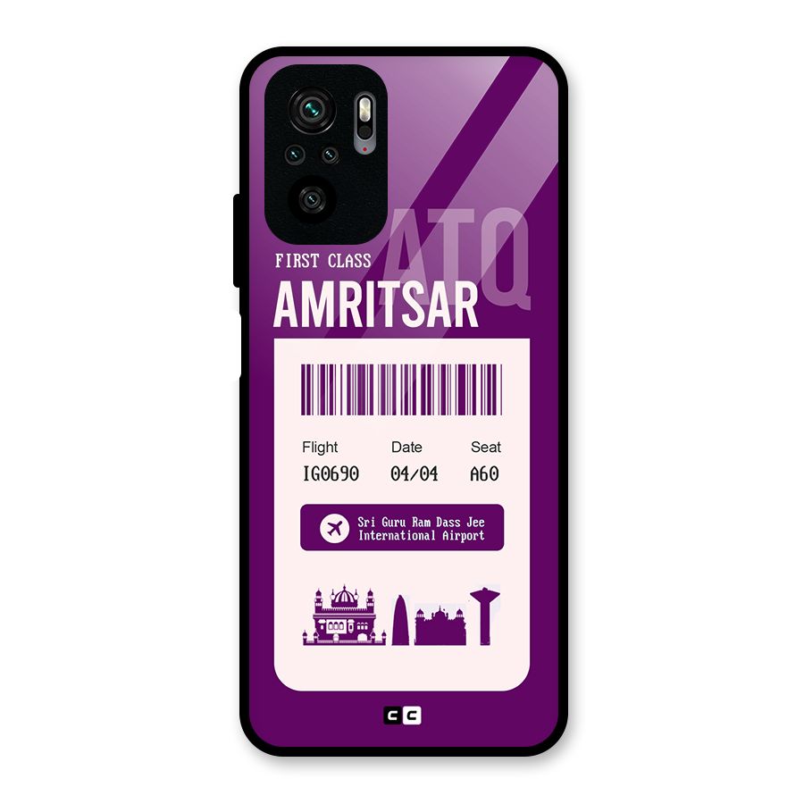 Amritsar Boarding Pass Glass Back Case for Redmi Note 10S