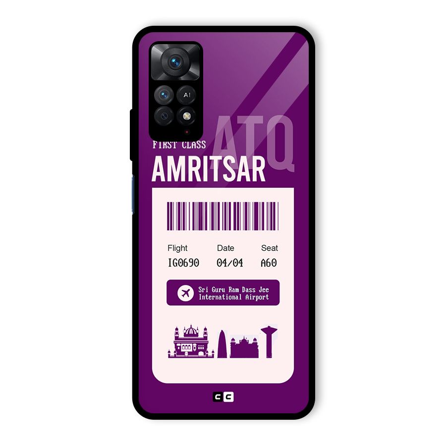Amritsar Boarding Pass Glass Back Case for Redmi Note 11 Pro
