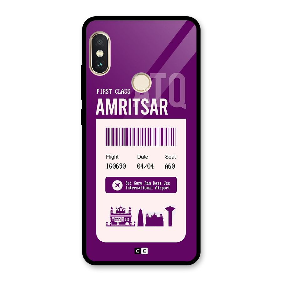 Amritsar Boarding Pass Glass Back Case for Redmi Note 5 Pro