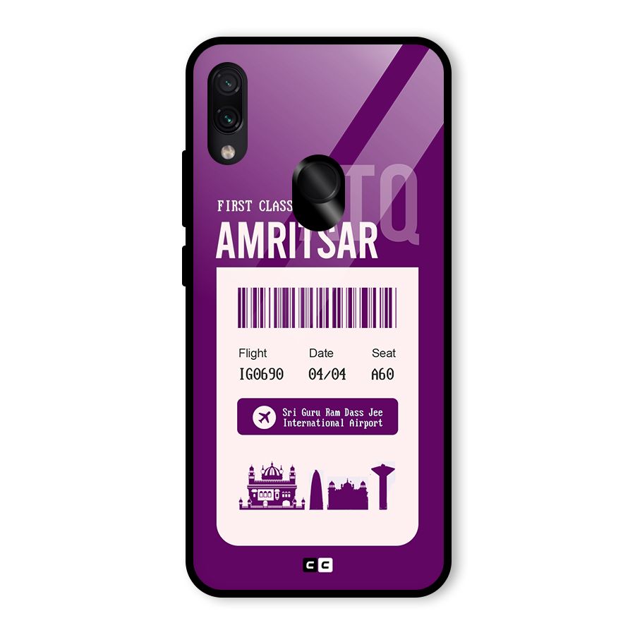 Amritsar Boarding Pass Glass Back Case for Redmi Note 7 Pro