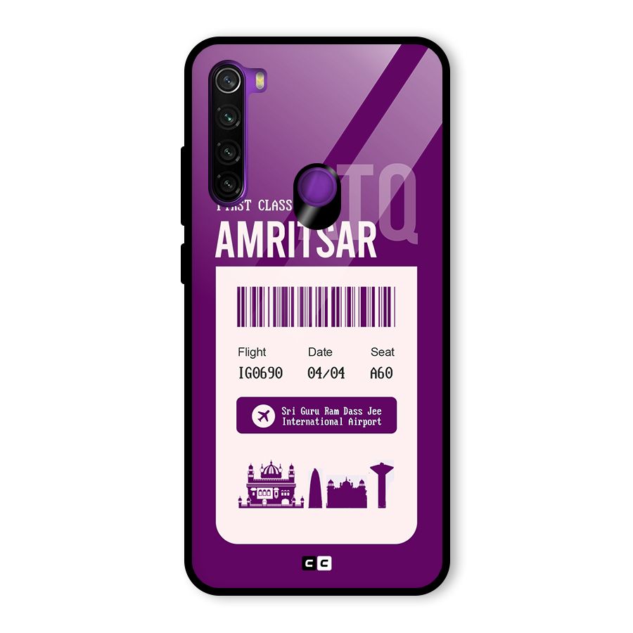 Amritsar Boarding Pass Glass Back Case for Redmi Note 8
