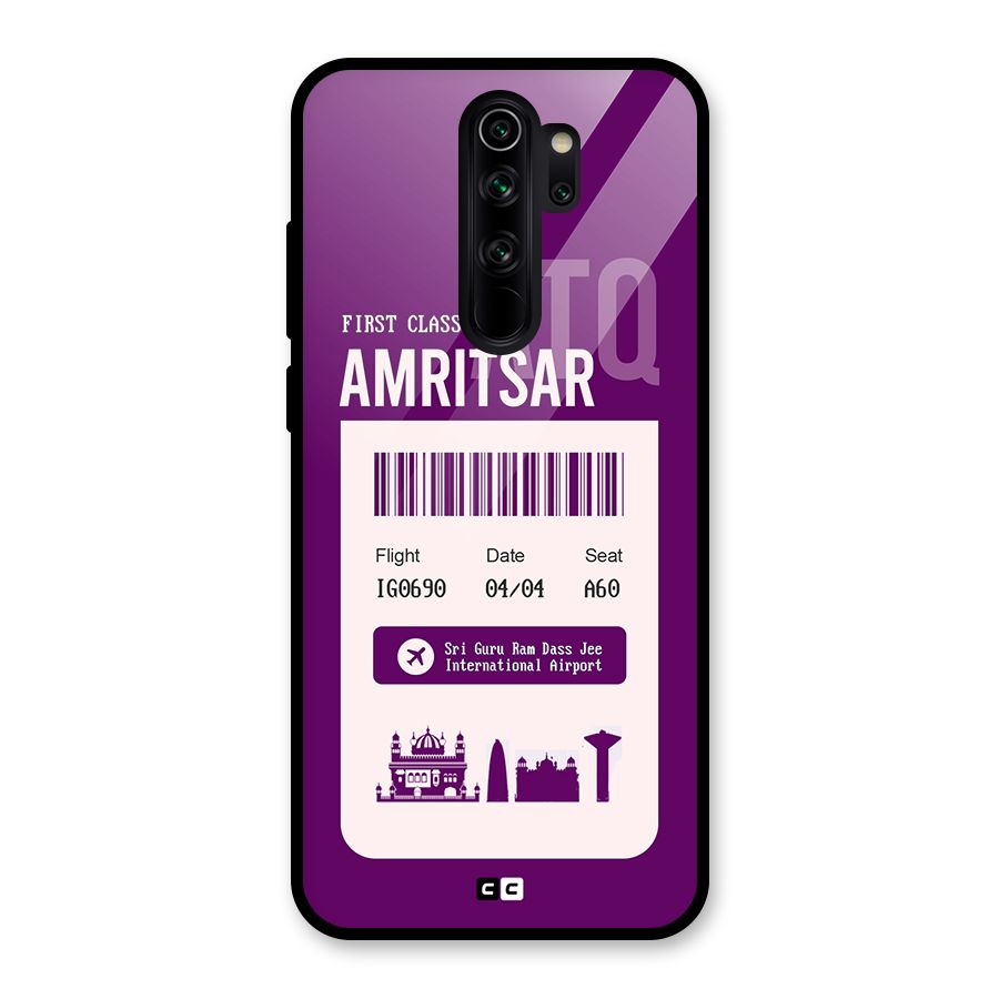 Amritsar Boarding Pass Glass Back Case for Redmi Note 8 Pro