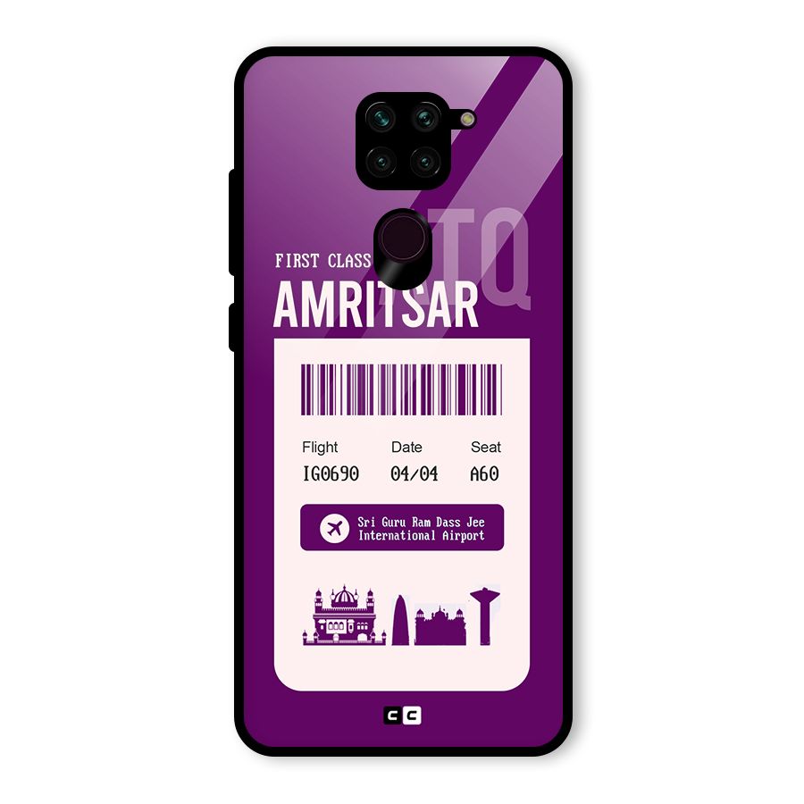Amritsar Boarding Pass Glass Back Case for Redmi Note 9