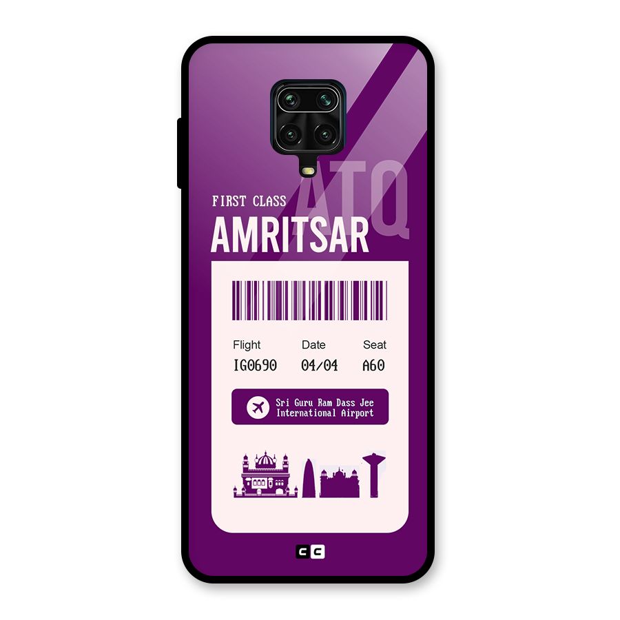 Amritsar Boarding Pass Glass Back Case for Redmi Note 9 Pro