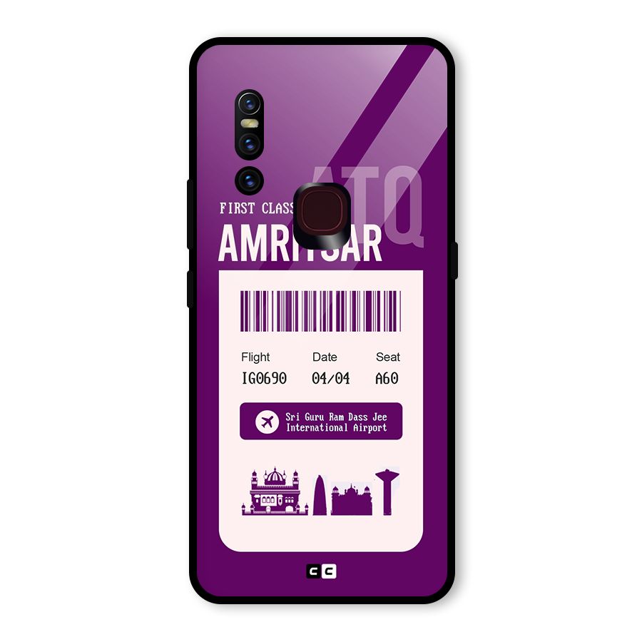 Amritsar Boarding Pass Glass Back Case for Vivo V15