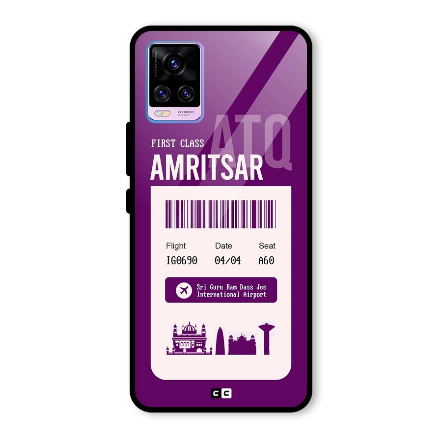 Amritsar Boarding Pass Glass Back Case for Vivo V20 Pro