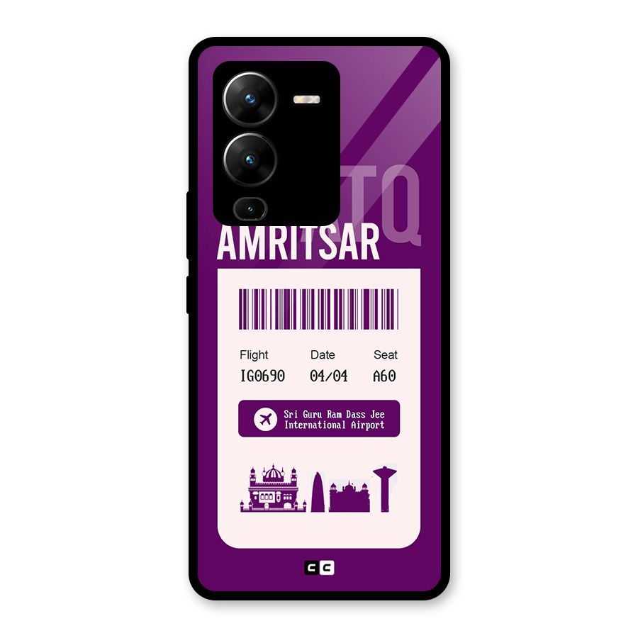 Amritsar Boarding Pass Glass Back Case for Vivo V25 Pro