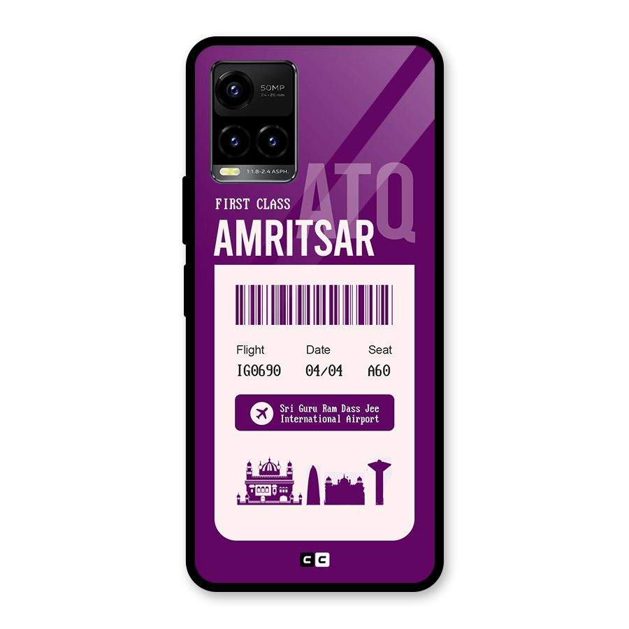Amritsar Boarding Pass Glass Back Case for Vivo Y21T