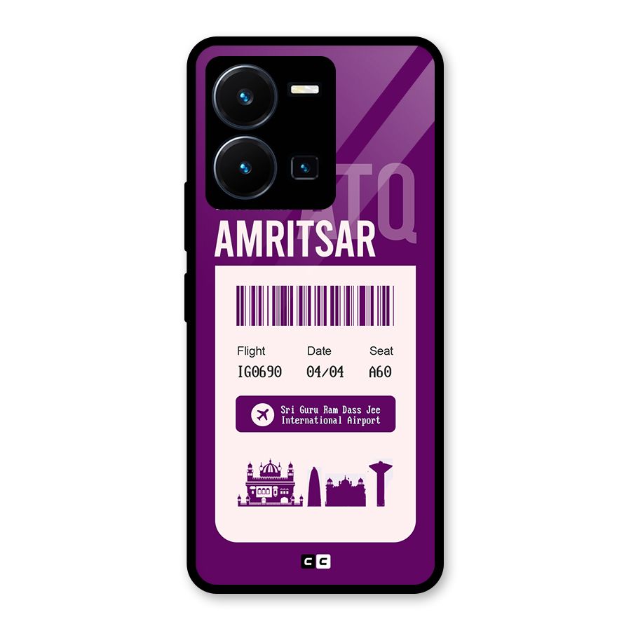 Amritsar Boarding Pass Glass Back Case for Vivo Y35
