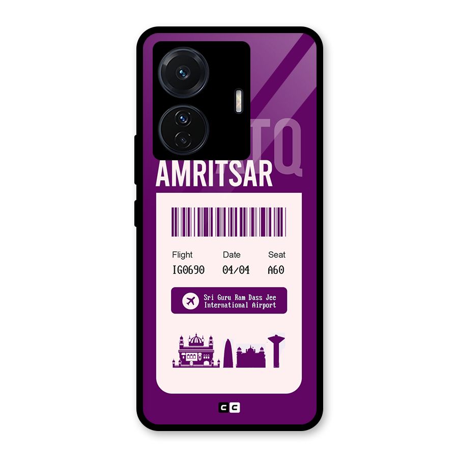 Amritsar Boarding Pass Glass Back Case for Vivo iQOO Z6 Pro