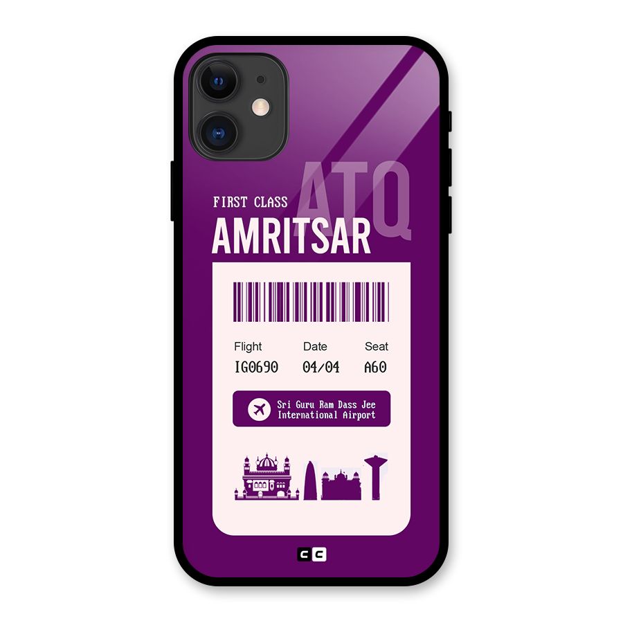 Amritsar Boarding Pass Glass Back Case for iPhone 11